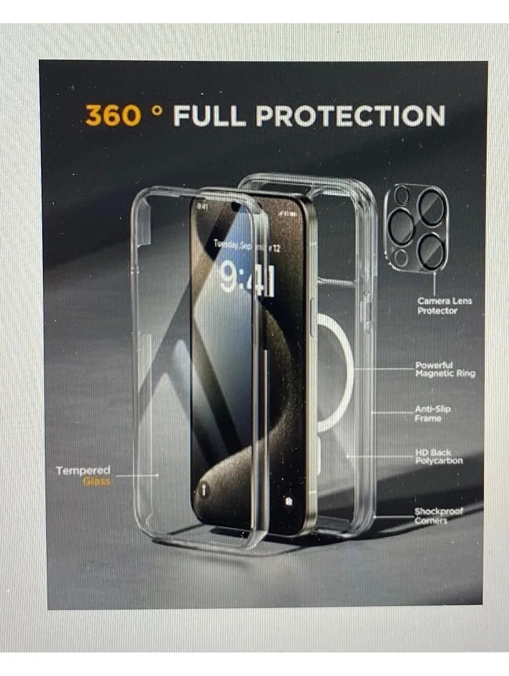 Miracase Magnetic Case for iPhone 15 Pro Clear